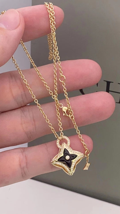 [✨ROSE💎]STAR PEDANT PINK GOLD DIAMOND NECKLACE