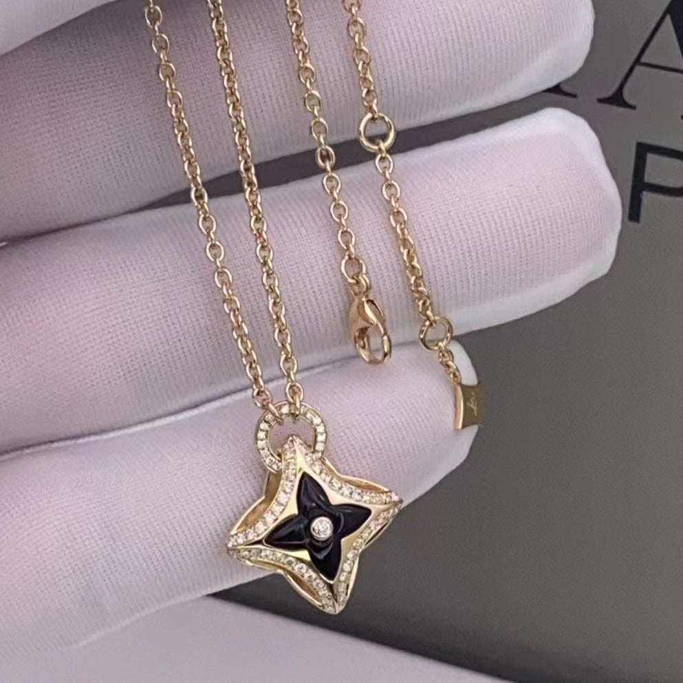 [✨ROSE💎]STAR PEDANT PINK GOLD DIAMOND NECKLACE