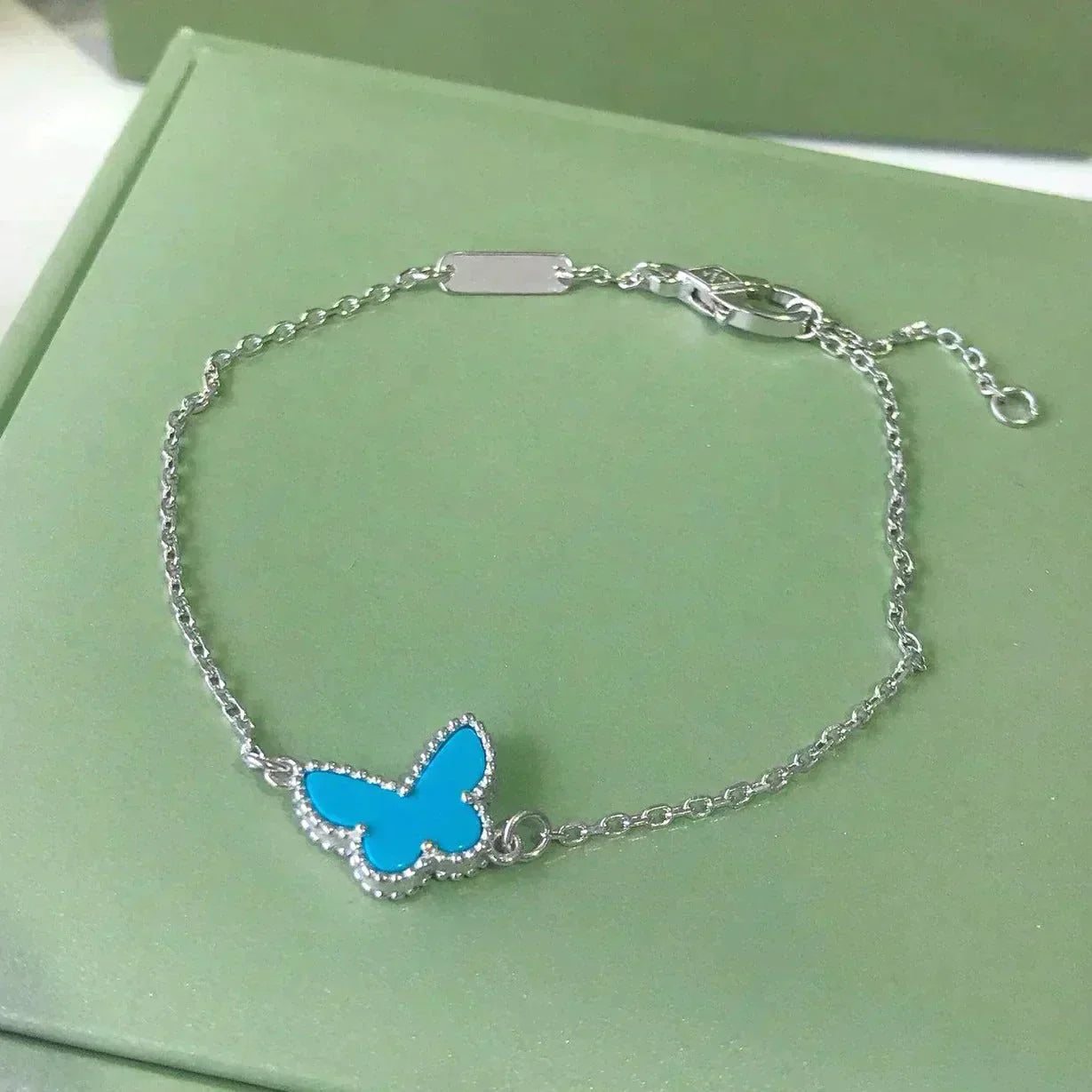 [✨ROSE💎]BUTTERFLY TURQUOISE BUTTERFLY BRACELET SILVER