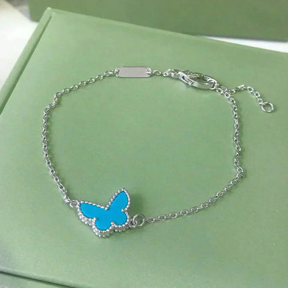 [✨ROSE💎]BUTTERFLY TURQUOISE BUTTERFLY BRACELET SILVER