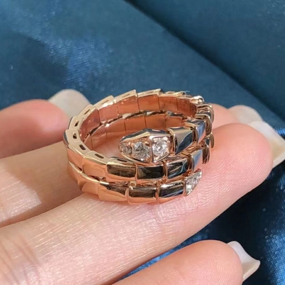 [✨ROSE💎]SERPENTS DOUBLE ROW DIAMOND RING