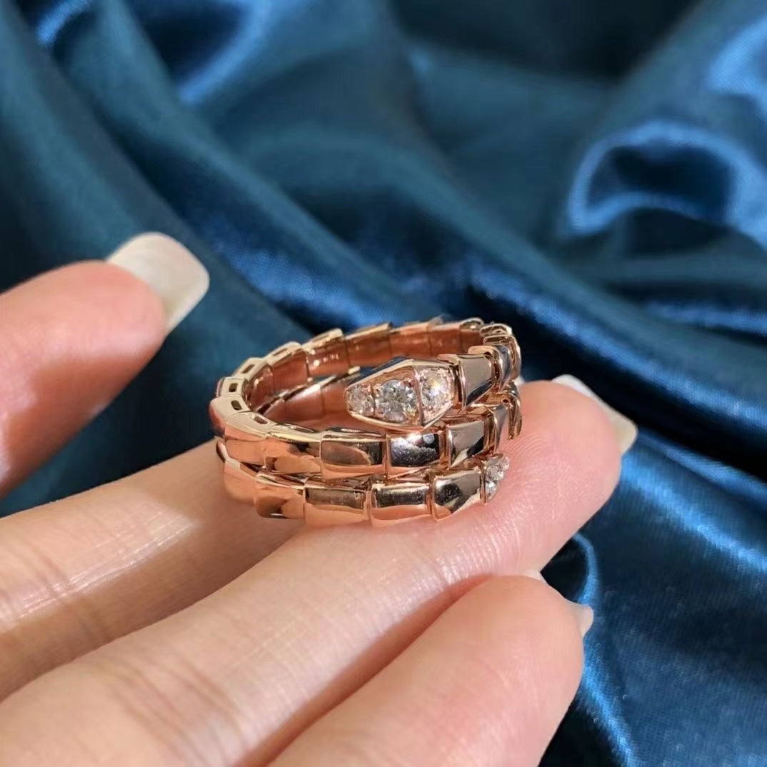 [✨ROSE💎]SERPENTS DOUBLE ROW DIAMOND RING