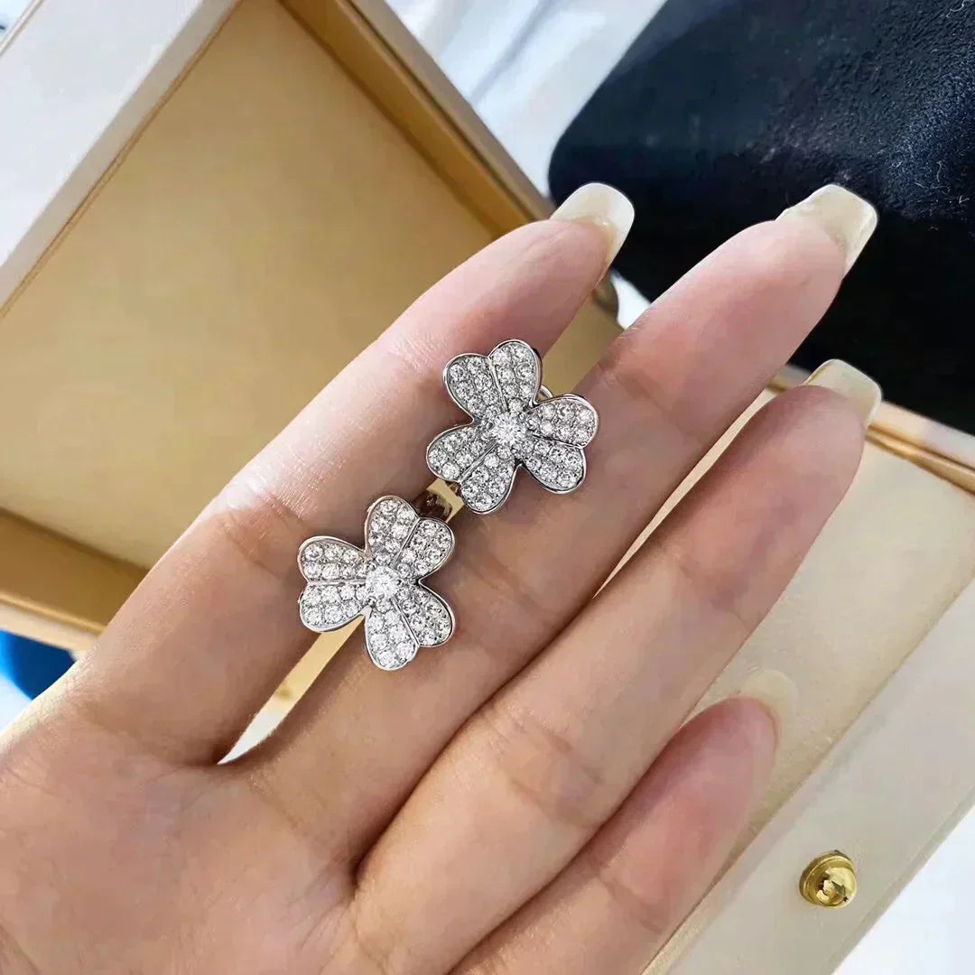 [✨ROSE💎]CLOVER COMOS DIAMOND EARRINGS SILVER