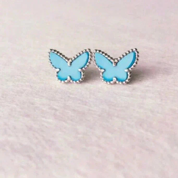 [✨ROSE💎]BUTTERFLY TURQUOISE EARRINGS SILVER