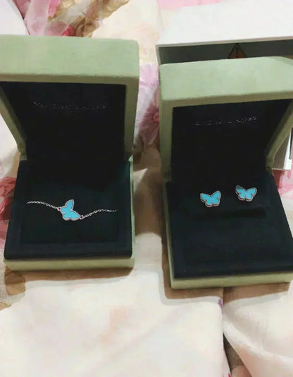 [✨ROSE💎]BUTTERFLY TURQUOISE EARRINGS SILVER