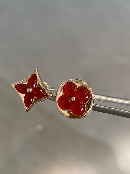 [✨ROSE💎]STAR AND SUN PINK GOLD CARNELIAN STUD EARRINGS