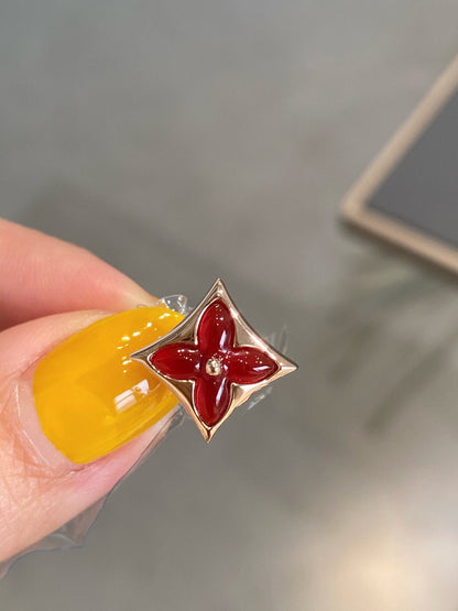 [✨ROSE💎]STAR AND SUN PINK GOLD CARNELIAN STUD EARRINGS