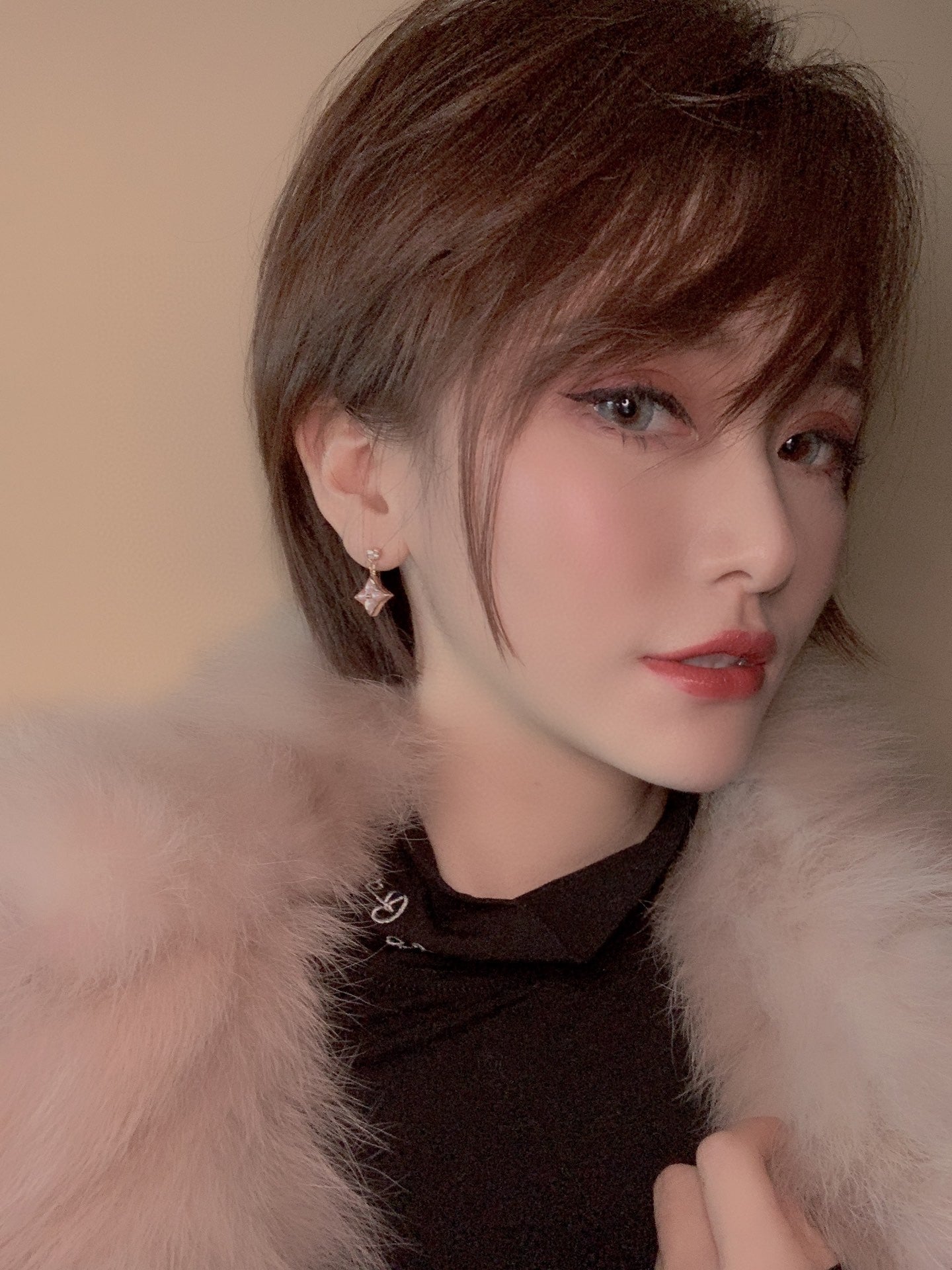 [✨ROSE💎]DOUBLE STAR PINK GOLD MOP DROP EARRINGS