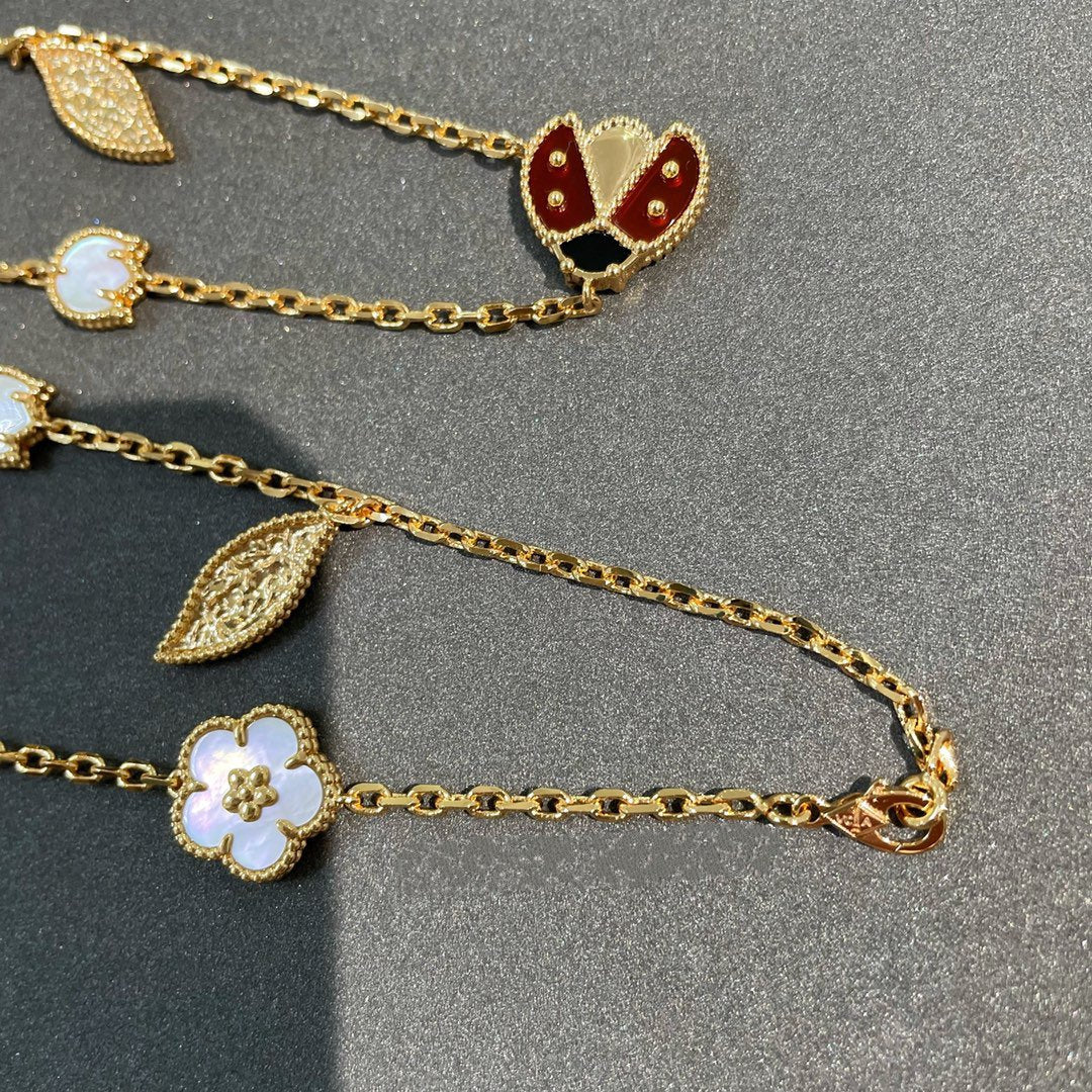 [✨ROSE💎]LUCKY SPRING 15 MOTIFS GOLD NECKLACE