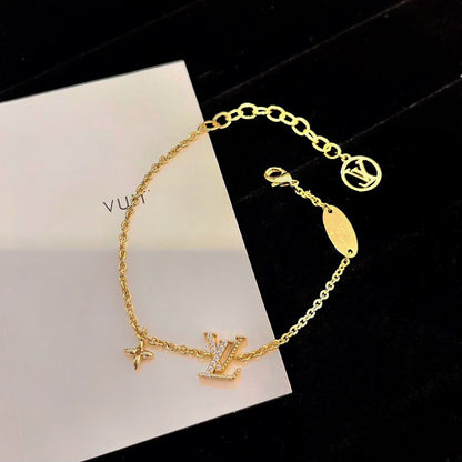 [✨ROSE💎]LOGO STAR MOTIF GOLD BRACELET