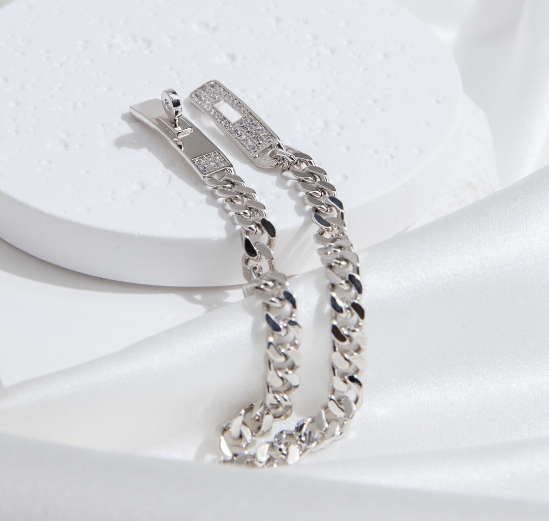 [✨ROSE💎]KELLY CHAIN SILVER DIAMOND BRACELET