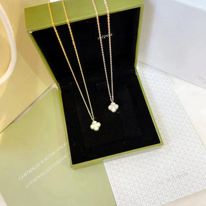 [✨ROSE💎]CLOVER MINI 9.5MM WHITE MOTHER-OF-PEARL NECKLACE