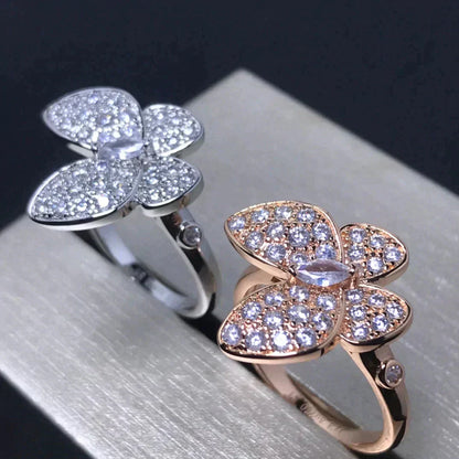 [✨ROSE💎]BUTTERFLY PINK GOLD DIAMOND RING