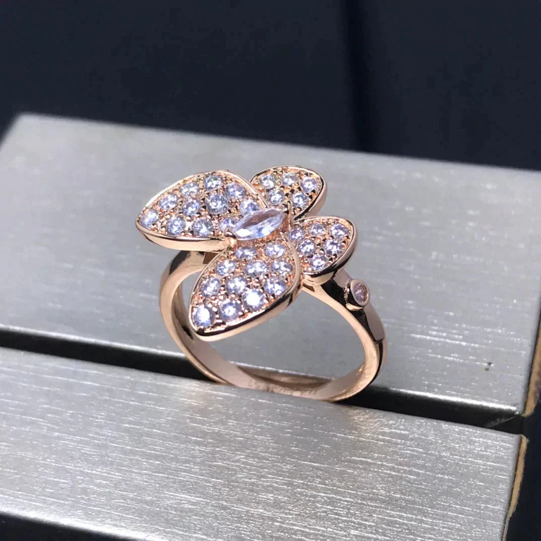 [✨ROSE💎]BUTTERFLY PINK GOLD DIAMOND RING