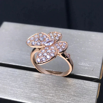 [✨ROSE💎]BUTTERFLY PINK GOLD DIAMOND RING