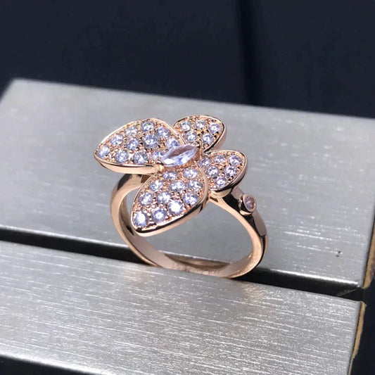 [✨ROSE💎]BUTTERFLY PINK GOLD DIAMOND RING