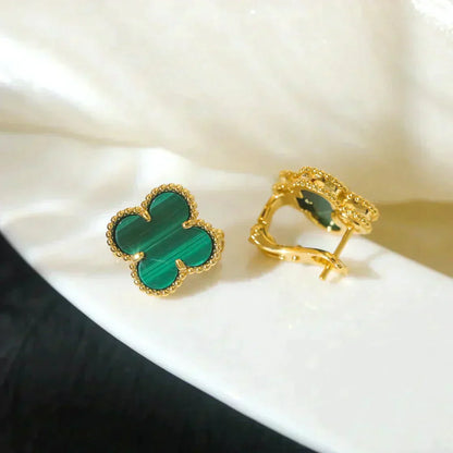 [✨ROSE💎]CLOVER MEDIUM 1 MOTIFS MALACHITE  EARRINGS