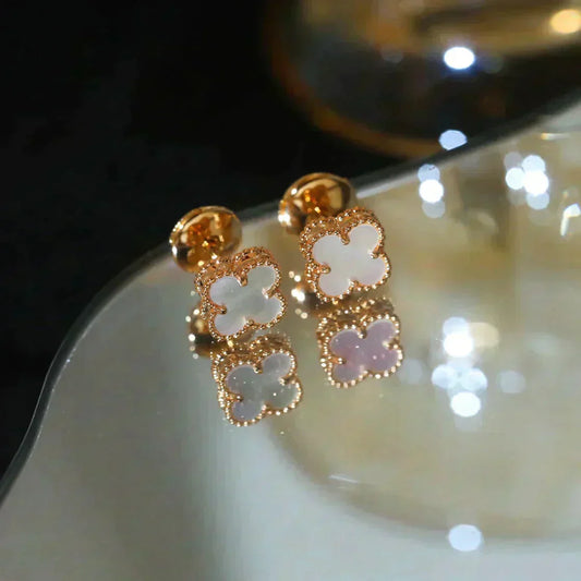 [✨ROSE💎]CLOVER MINI 9.5MM WHITE MOP EARRINGS