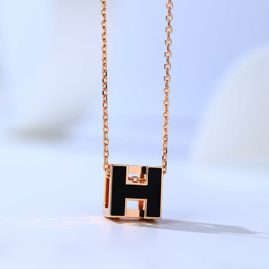 [✨ROSE💎]H CAGE PINK GOLD NECKLACE