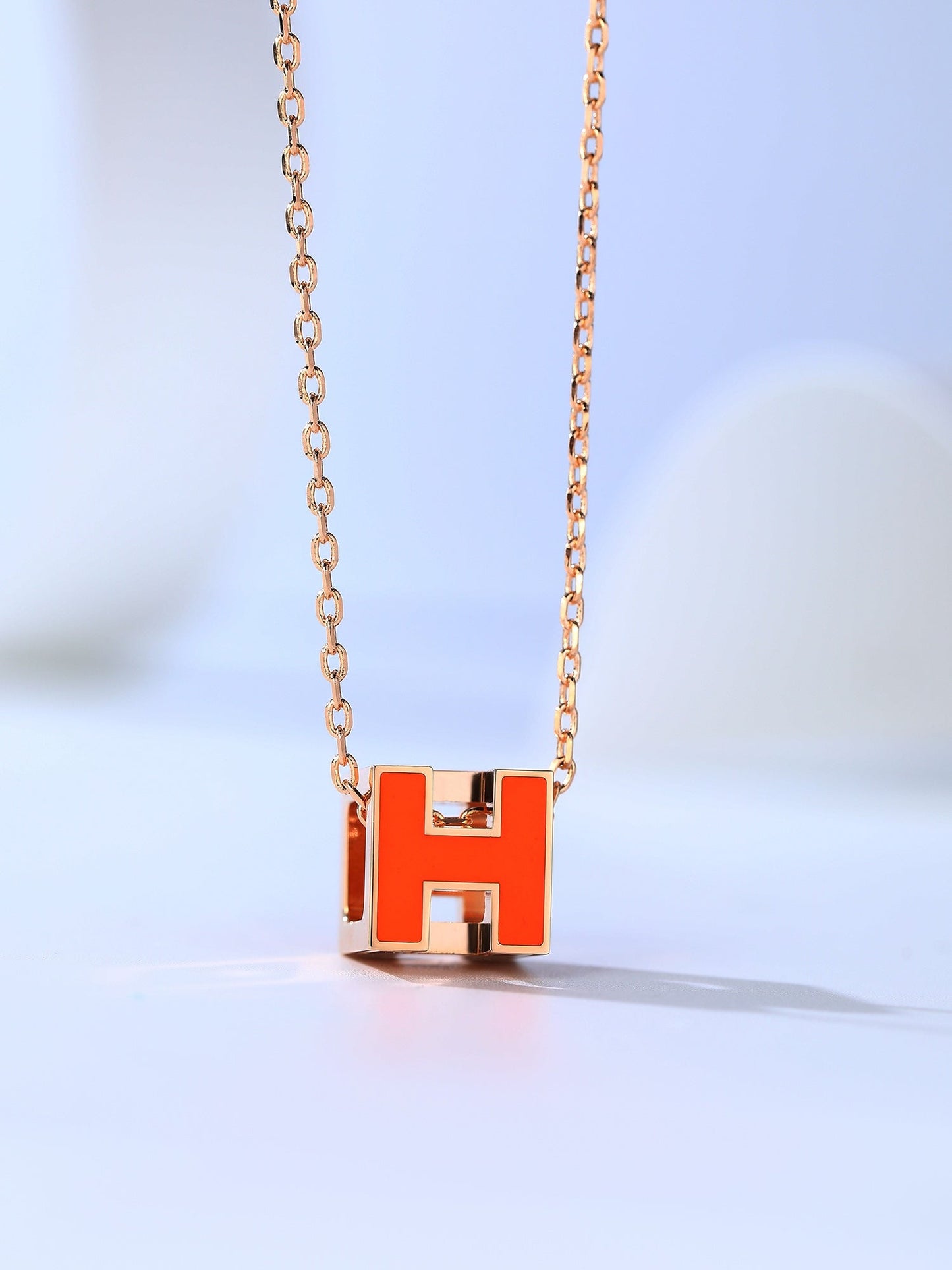 [✨ROSE💎]H CAGE PINK GOLD NECKLACE