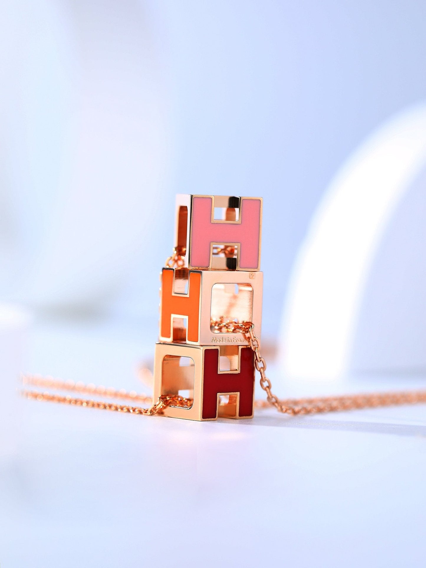 [✨ROSE💎]H CAGE PINK GOLD NECKLACE