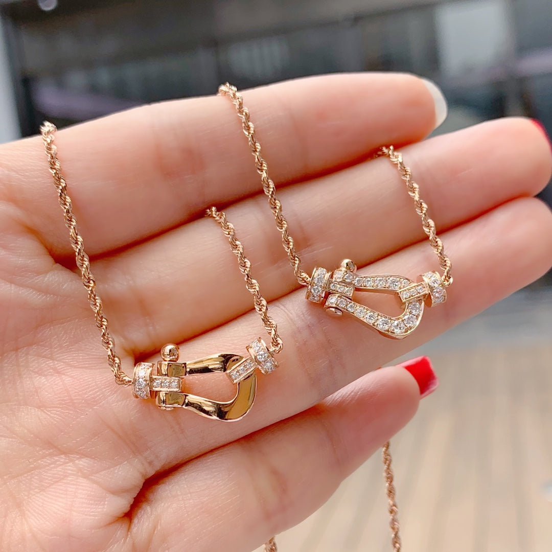 [✨ROSE💎]FORCE 10 PINK GOLD DIAMOND NECKLACE