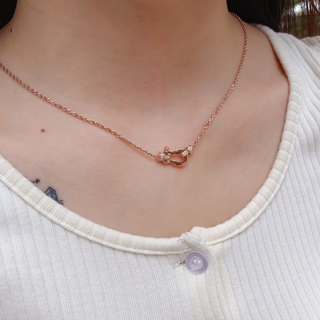 [✨ROSE💎]FORCE 10 PINK GOLD DIAMOND NECKLACE