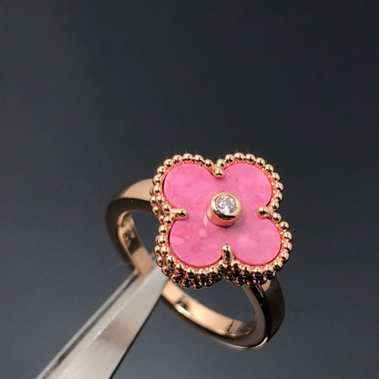 [✨ROSE💎]CLOVER RHODONITE ROSE GOLD RING