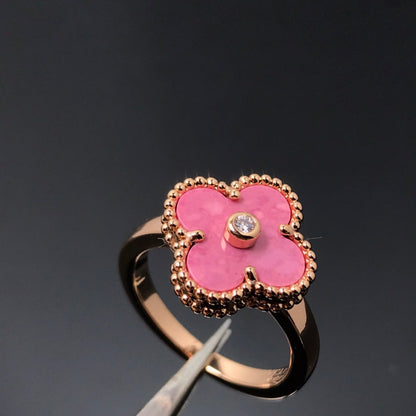 [✨ROSE💎]CLOVER RHODONITE ROSE GOLD RING