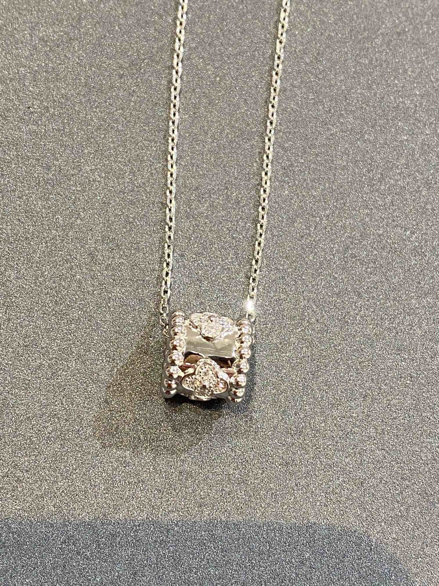 [✨ROSE💎]PERLEE PEDANT SIVLER DIAMOND NECKLACE