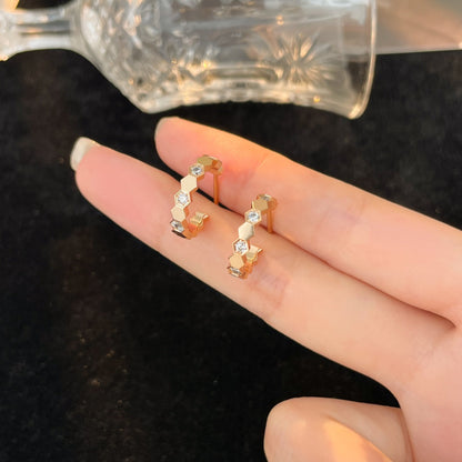 [✨ROSE💎]BEE LOVE DIAMOND HOOP EARRINGS