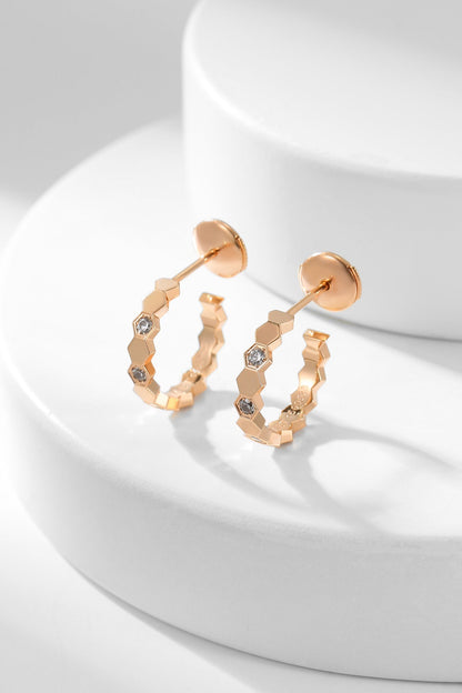[✨ROSE💎]BEE LOVE DIAMOND HOOP EARRINGS