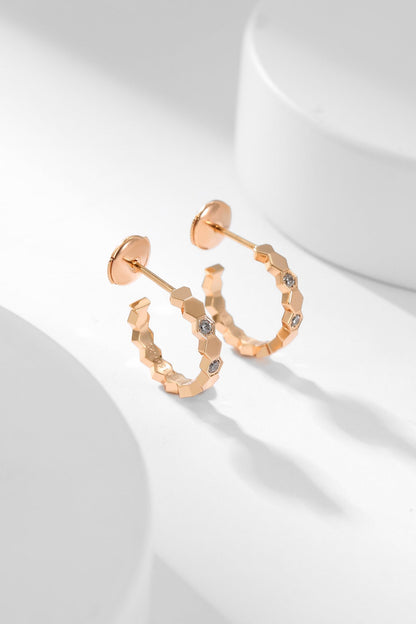 [✨ROSE💎]BEE LOVE DIAMOND HOOP EARRINGS