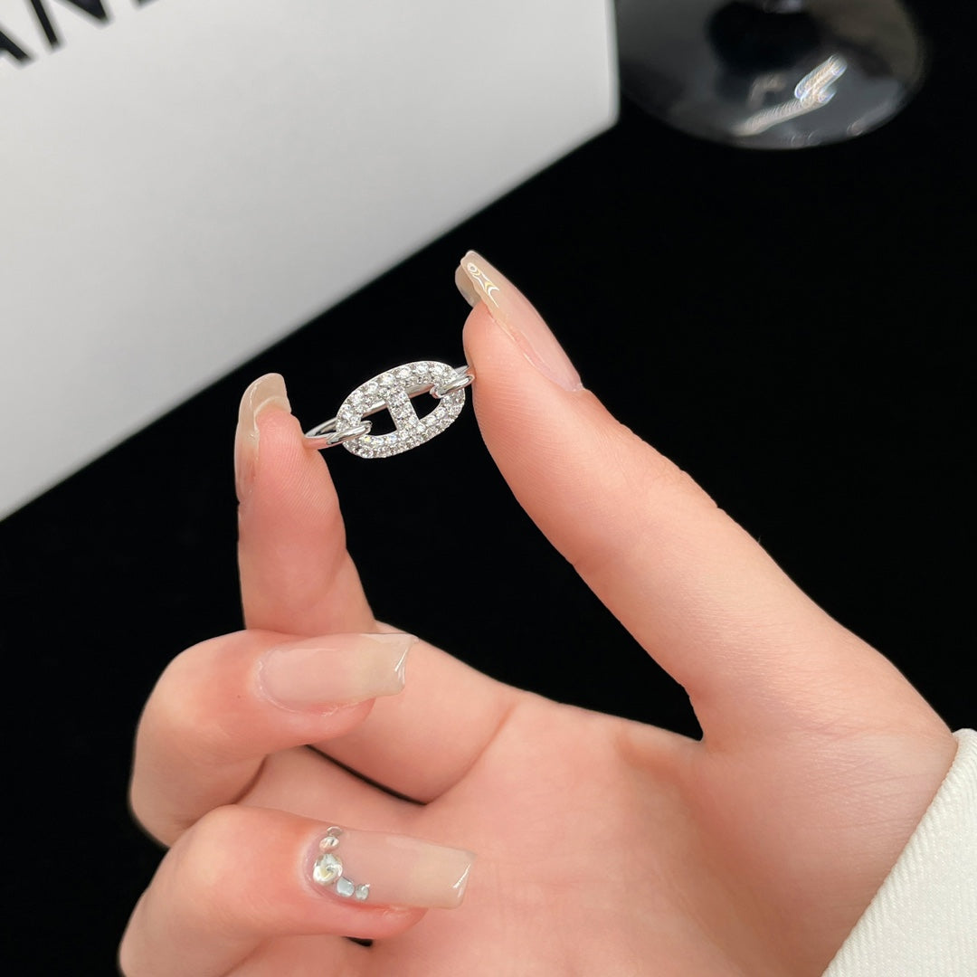 [✨ROSE💎]RONDE SMALL SILVER DIAMOND RING