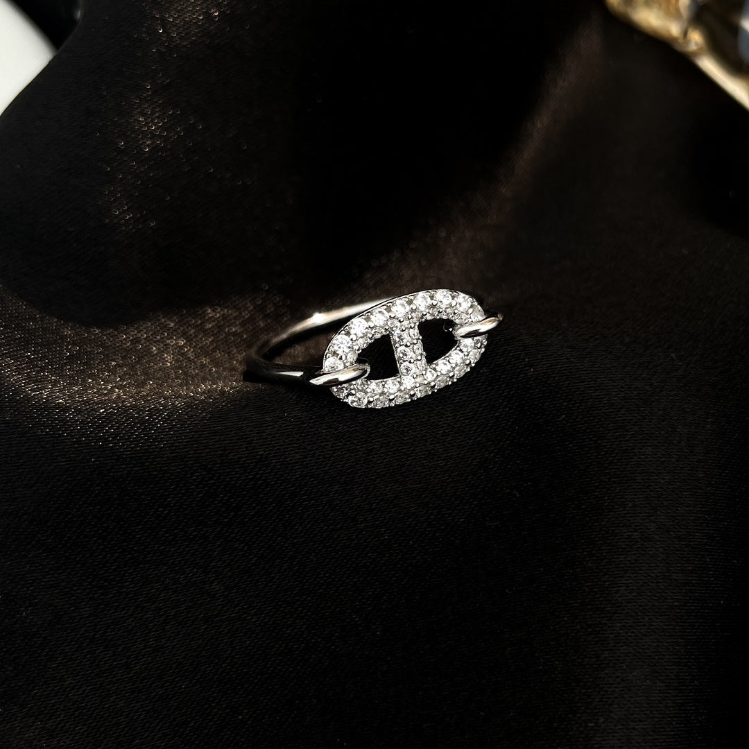 [✨ROSE💎]RONDE SMALL SILVER DIAMOND RING