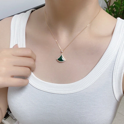 [✨ROSE💎]DREAM MALACHITE DIAMOND PAVED PINK GOLD NECKLACE