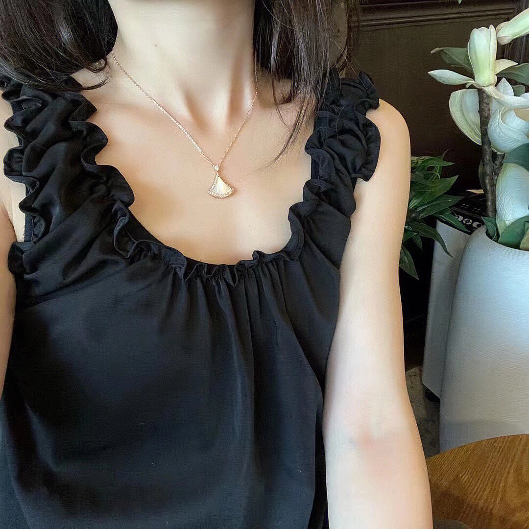 [✨ROSE💎]DREAM MOP DIAMOND PAVED PINK GOLD NECKLACE