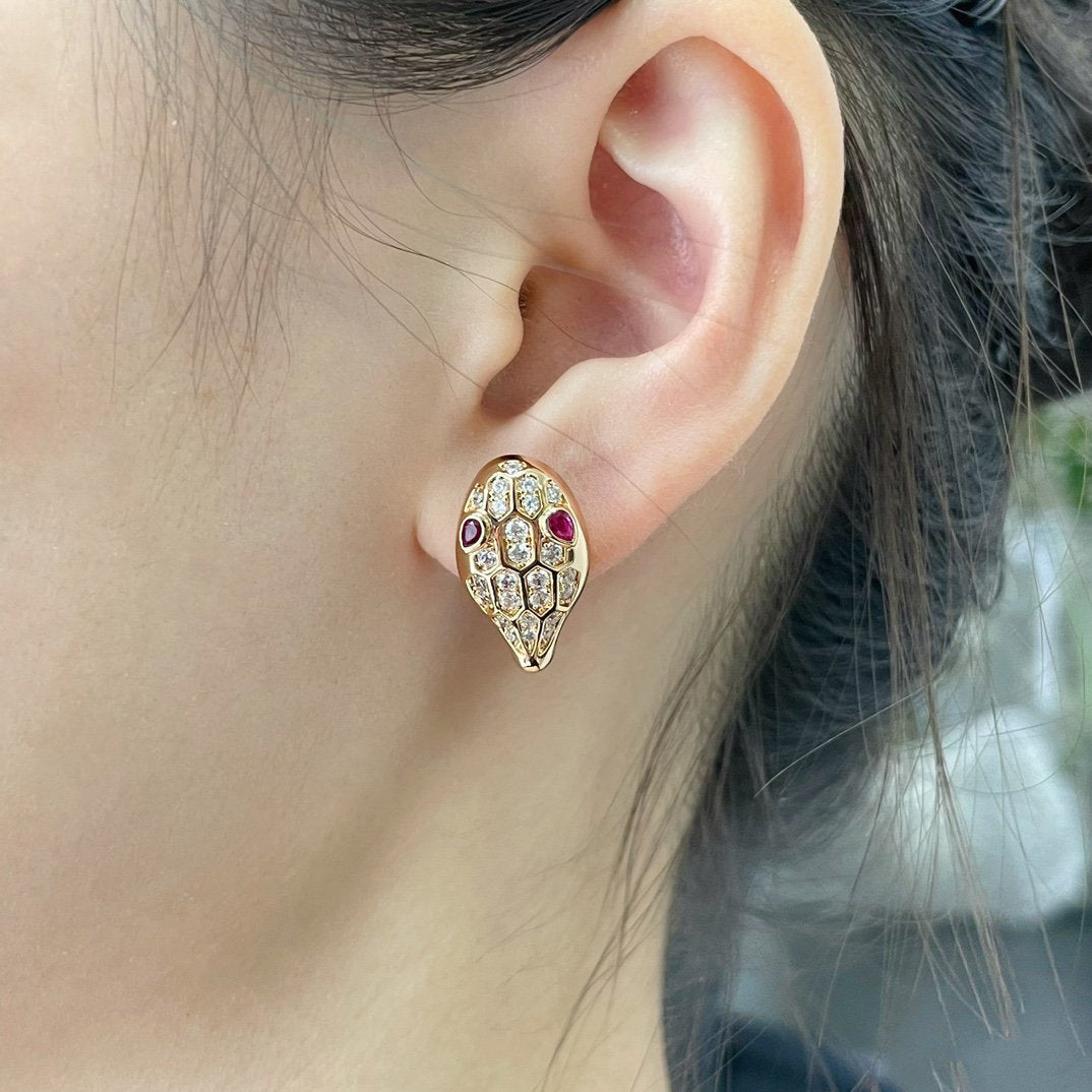 [✨ROSE💎]SERPENT DIAMOND STUD EARRINGS