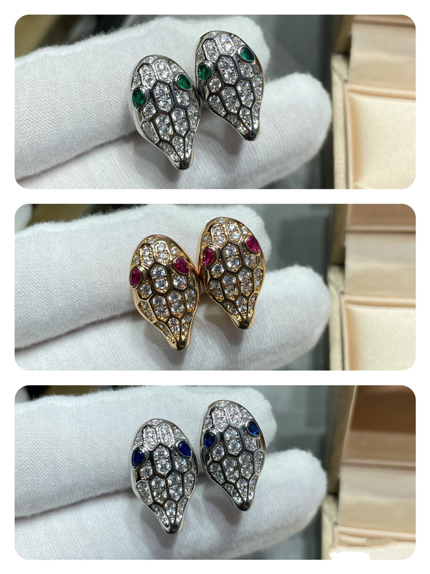 [✨ROSE💎]SERPENT DIAMOND STUD EARRINGS