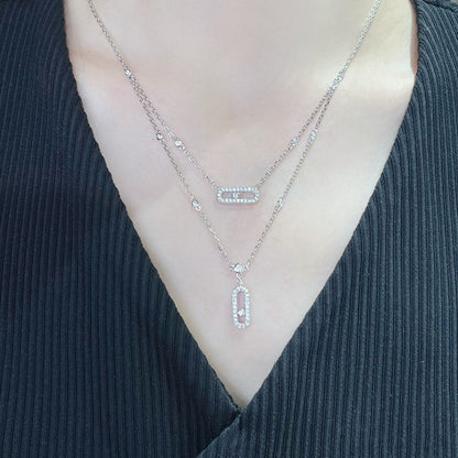 [✨ROSE💎]MOVE 2 ROW DIAMOND NECKLACE