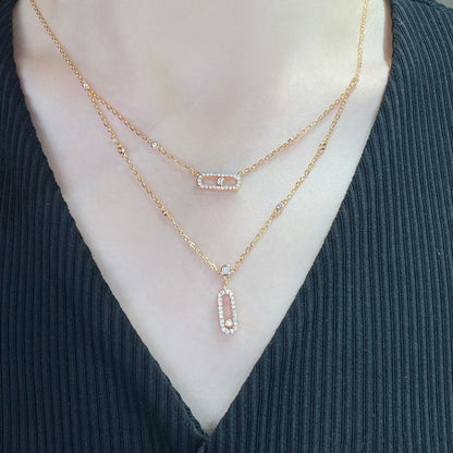 [✨ROSE💎]MOVE 2 ROW DIAMOND NECKLACE