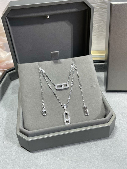 [✨ROSE💎]MOVE 2 ROW DIAMOND NECKLACE