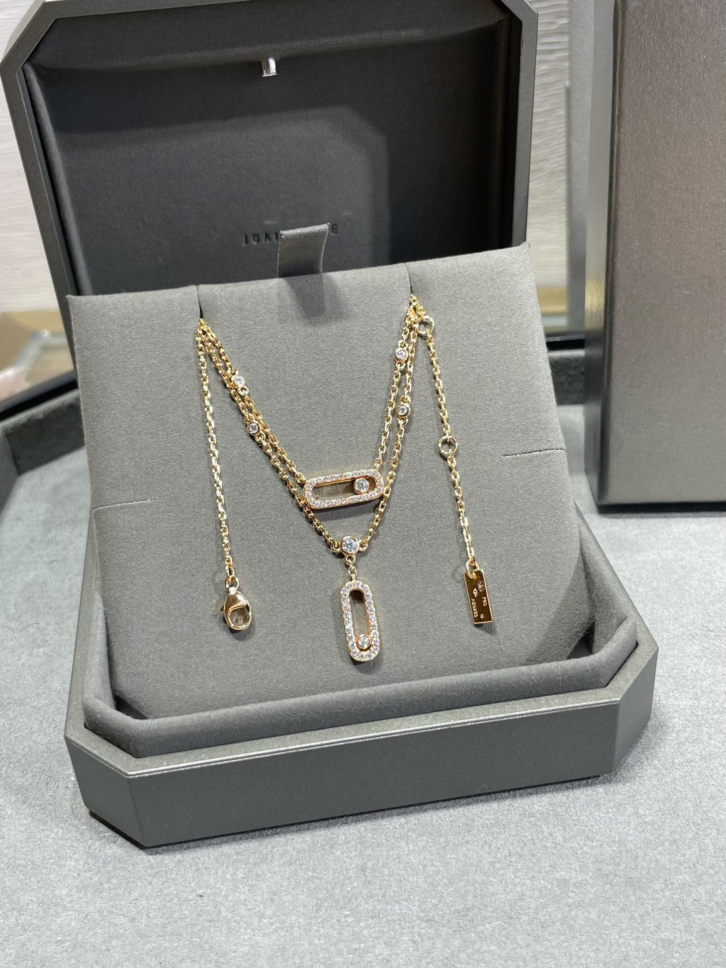 [✨ROSE💎]MOVE 2 ROW DIAMOND NECKLACE