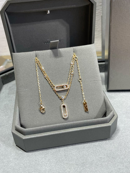 [✨ROSE💎]MOVE 2 ROW DIAMOND NECKLACE