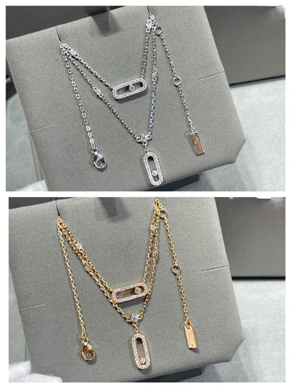 [✨ROSE💎]MOVE 2 ROW DIAMOND NECKLACE