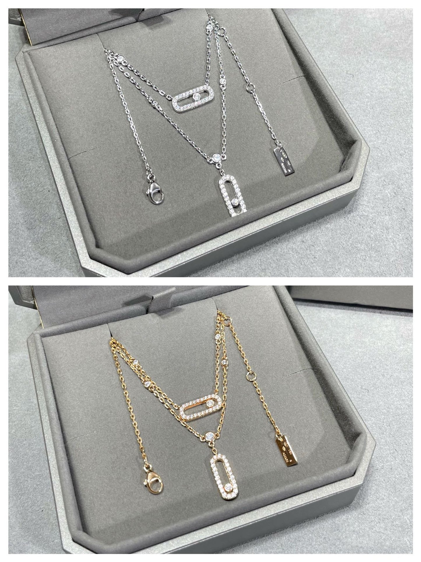 [✨ROSE💎]MOVE 2 ROW DIAMOND NECKLACE