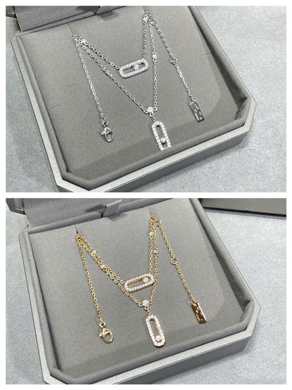 [✨ROSE💎]MOVE 2 ROW DIAMOND NECKLACE