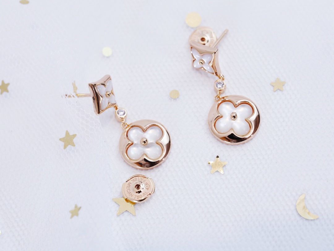 [✨ROSE💎]STAR AND SUN PINK GOLD MOP DROP EARRINGS