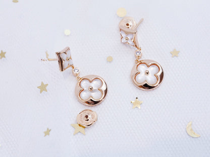 [✨ROSE💎]STAR AND SUN PINK GOLD MOP DROP EARRINGS