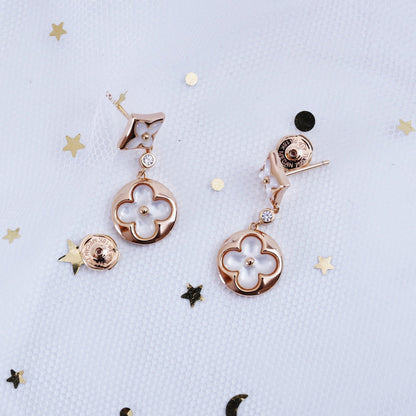 [✨ROSE💎]STAR AND SUN PINK GOLD MOP DROP EARRINGS